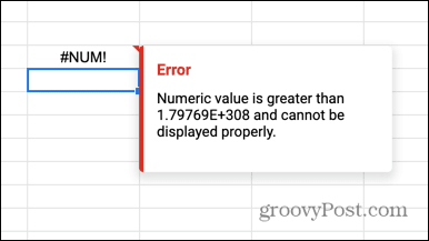 Google Sheets Nummernfehler zu groß