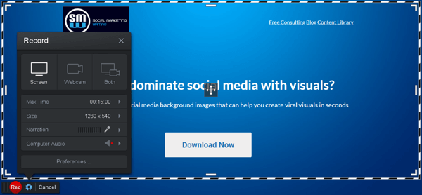 Möglichkeiten für B2B-Unternehmen, Online-Videos zu verwenden, Beispiel für einen Screencast-O-Matic-Videoeditor