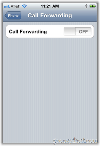 Screenshot der iPhone-Anrufweiterleitungsoption