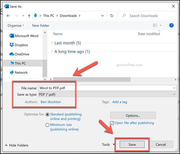 Word-Dokument als PDF speichern