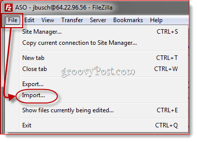 Importieren von FileZilla Site Manager-Einträgen