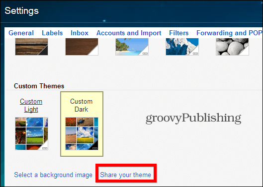 Benutzerdefinierte Google Mail-Designs teilen Ihr Thema