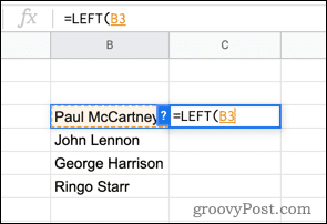 Verwenden der LINKS-Funktion in Google Sheets