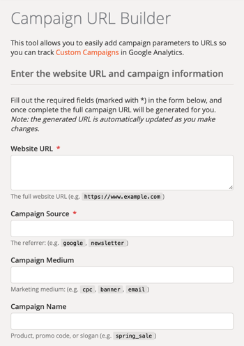 Einrichtung des Google Campaign URL Builder