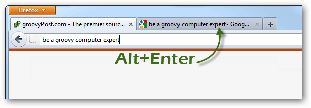 Alt + Eingabetaste, um neue Registerkarten aus Firefox-Suchen zu öffnen