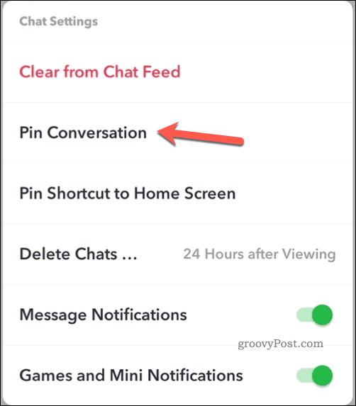 Pinnen Sie eine Konversation auf Snapchat