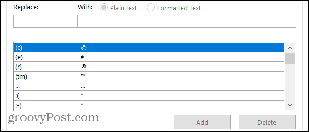 Ersetzungen in Word unter Windows