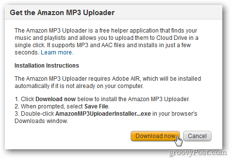 Installieren Sie Amazon MP3 Uploader