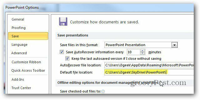 Speichern Sie Microsoft Office-Dokumente standardmäßig in SkyDrive