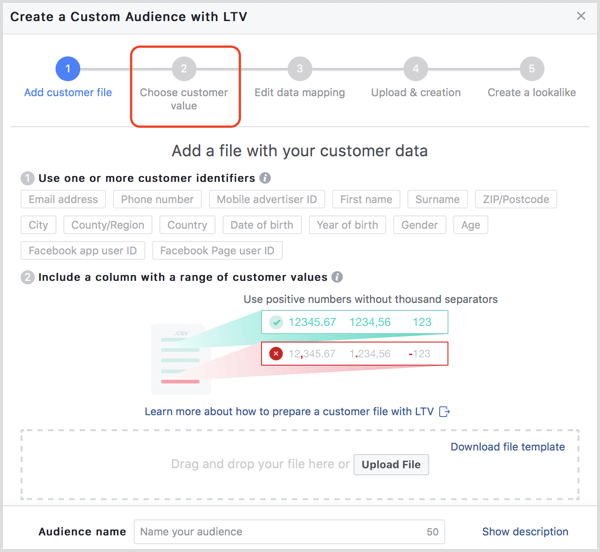 Facebook erstellt mit LTV ein benutzerdefiniertes Publikum