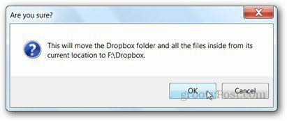 Bestätigen Sie den neuen Dropbox-Speicherort