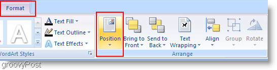 Microsoft Word 2007 Position ändern