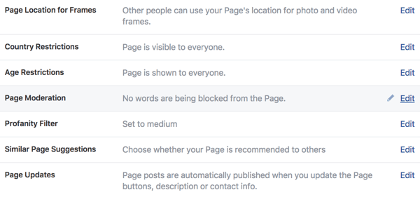 Verwenden Sie den Bereich Allgemeine Einstellungen, um die Kontrolle über Ihre neue Facebook-Unternehmensseite zu verwalten.