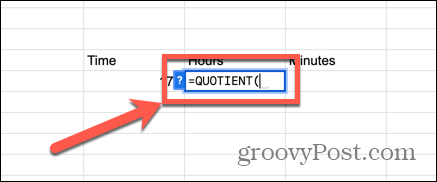 Google Sheets-Quotientenfunktion
