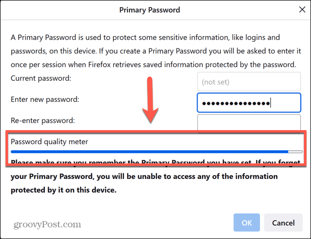 Firefox-Passwortqualität