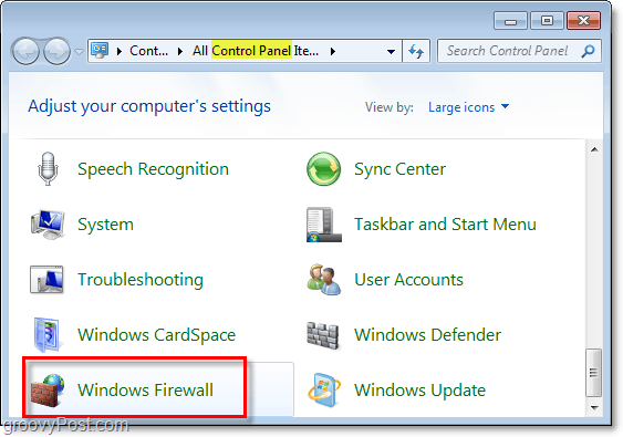 Öffnen Sie die Windows-Firewall in Windows 7 über das Bedienfeld