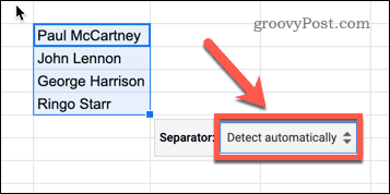 Trennen von Text in Google Sheets