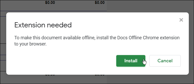 Als nächstes installieren Sie das Addon. Verwenden Sie Google Docs offline