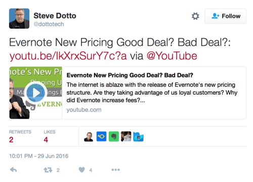Steve Dotto Tweet mit Youtube Link
