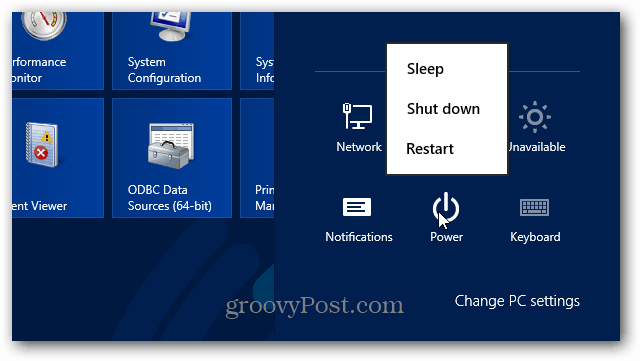 Ein- / Ausschalter Windows 8
