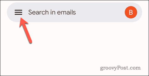 Tippen Sie in Gmail Mobile auf das Gmail-Menüsymbol