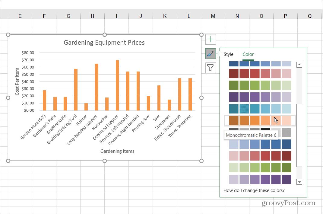 Ändern des Farbstils Balkendiagramm Excel