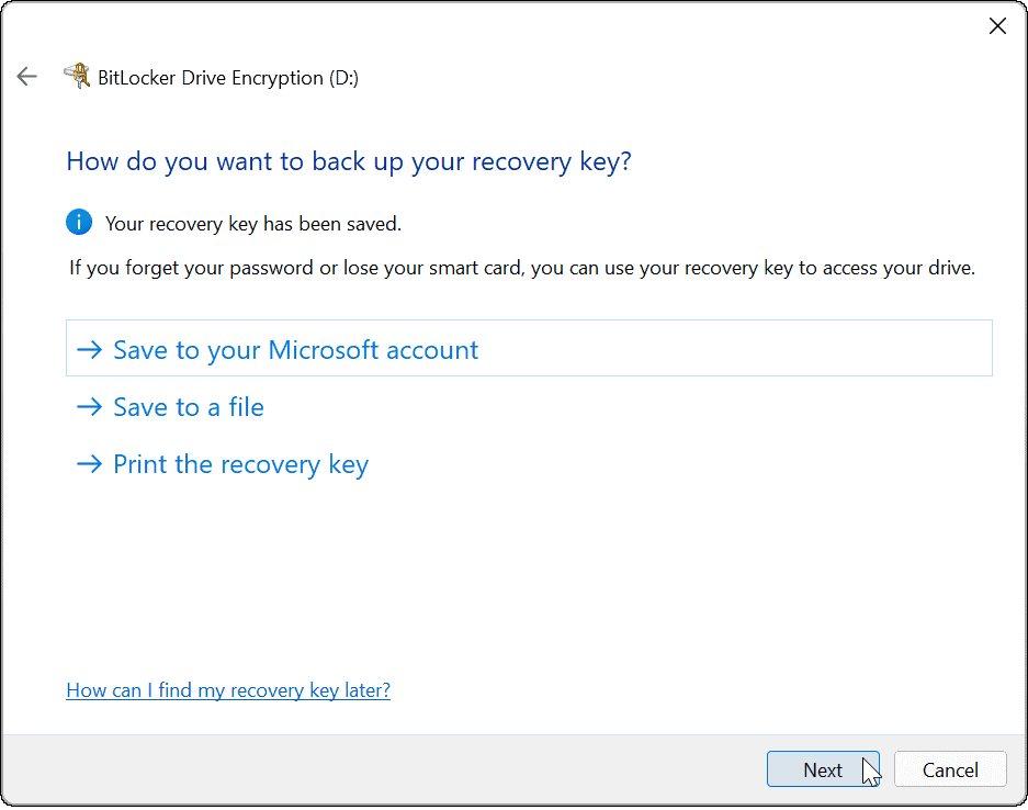 Verwenden Sie Bitlocker, um auf den Windows 11-Wiederherstellungsschlüssel zuzugreifen