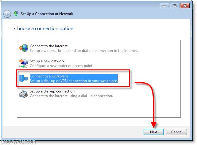 Stellen Sie in Windows 7 eine Verbindung zu einem Arbeitsplatz (VPN) her