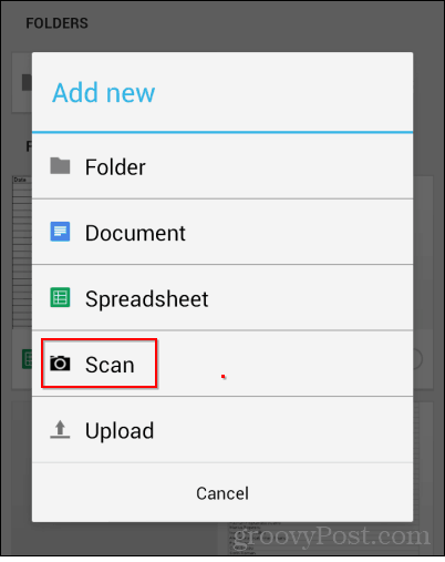 Google Drive Scan neuer Scan
