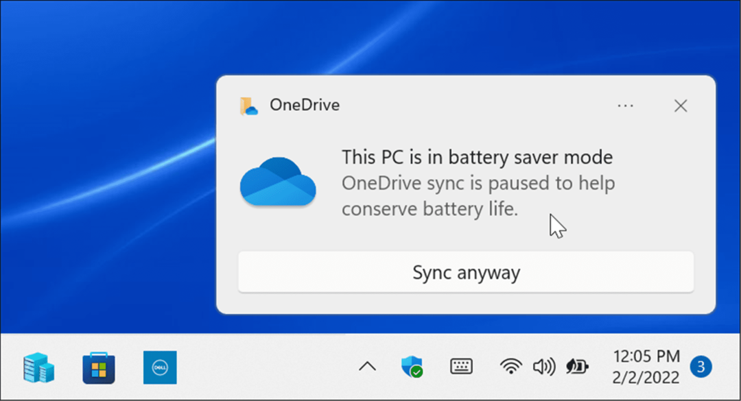 Akkusparmodus OneDrive-Synchronisierung angehalten
