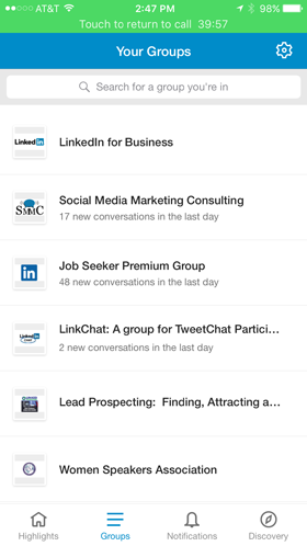Linkedin-Gruppen in App