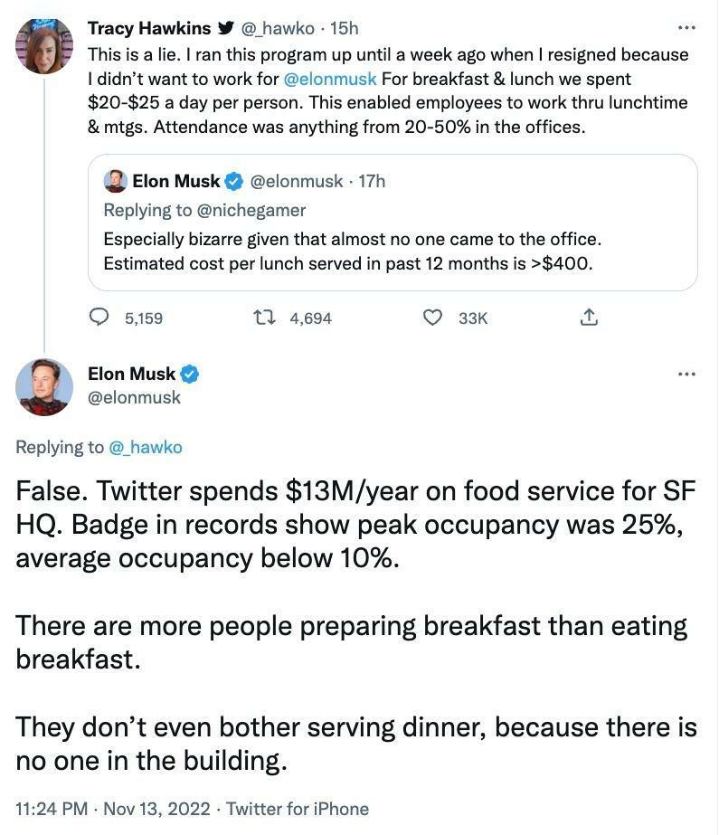 Elon Musk und Tracy Hawkins haben sich auf Twitter gestritten