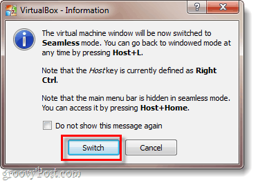Virtualbox-Infofenster