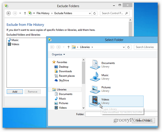 Konfigurieren Sie den Windows 8-Dateiversionsverlauf, um gelöschte Dateien wiederherzustellen
