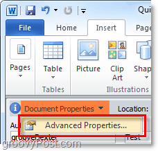 Zeigen Sie erweiterte Dokumenteigenschaften in Word 2010 an