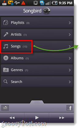 Songbird für Android Übersicht Screenshot