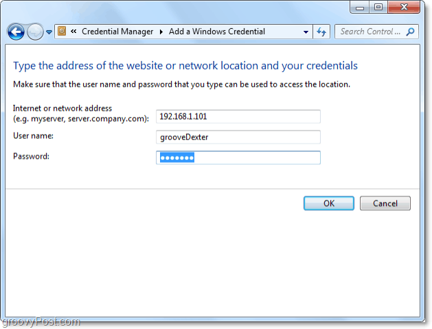 Fügen Sie Windows 7 Vault eine Netzwerkressource hinzu
