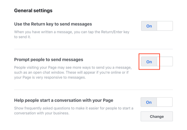 Facebook Messenger Funktion zum Senden von Nachrichten.