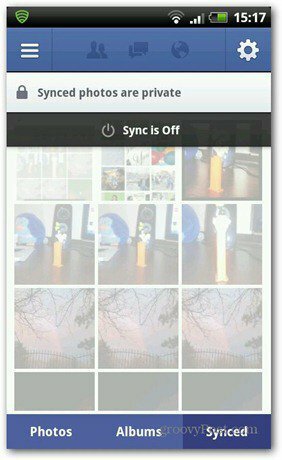 Die Facebook-Fotosynchronisierung ist deaktiviert