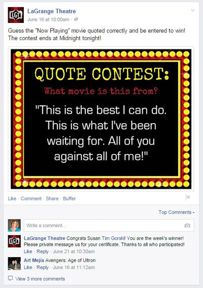 Facebook-Seite Zitat Wettbewerb