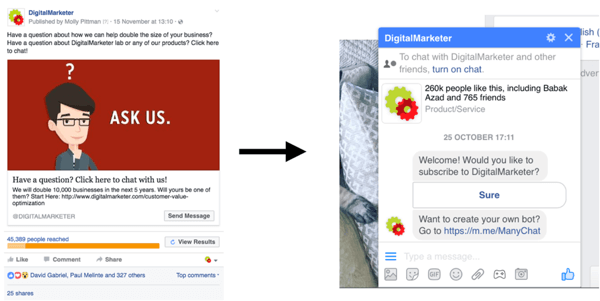 Diese Facebook Messenger-Werbekampagne führte zu mehr als 300 Verkaufsgesprächen für nur 800 US-Dollar.
