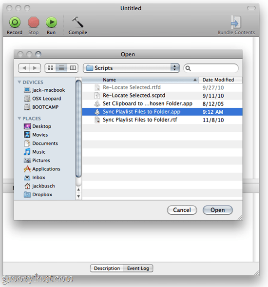 AppleScript Editor - SugarSync und iTunes