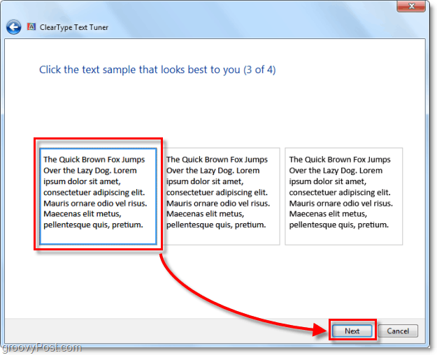 Schritt 3 der Kalibrierung von clearType in Windows 7