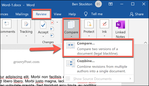 Vergleichen von zwei Microsoft Word-Dokumenten