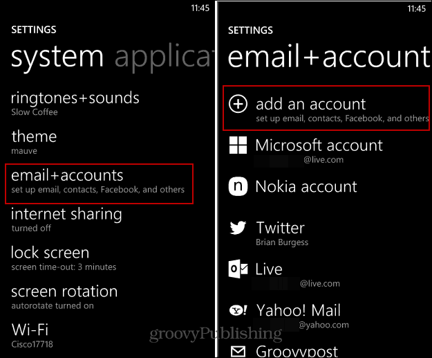 So richten Sie E-Mail- und soziale Konten unter Windows Phone ein