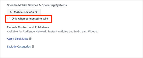 Aktivieren Sie das Kontrollkästchen Wi-Fi unter Platzierungen.