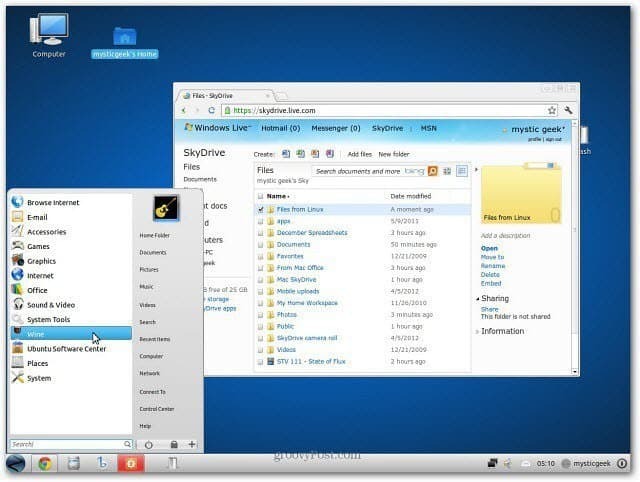 Linux SkyDrive Web-Benutzeroberfläche