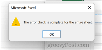 Excel-Fehlerprüfung abgeschlossen