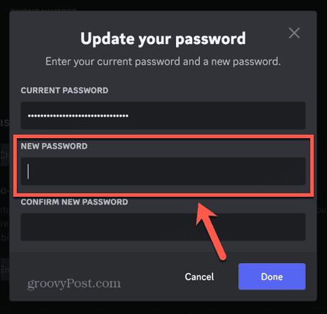 Discord neues Passwort