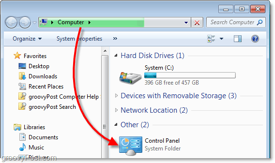 Zeigen Sie das Bedienfeld von meinem Computer in Windows 7 aus an